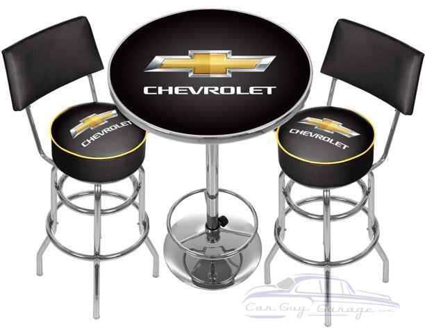 Chevy Chevrolet bow tie Bar Stool chair shop work bench garage Gray grey ss  NEW