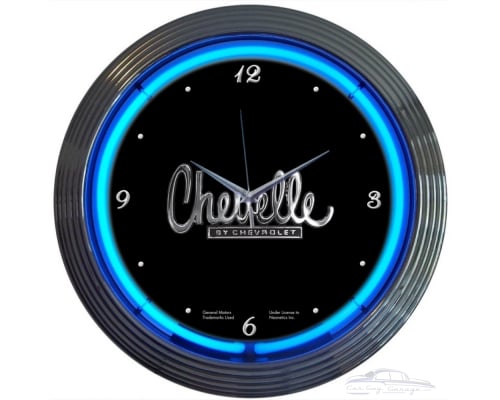 Chevy Racing Chrome Double Rung Neon Clock