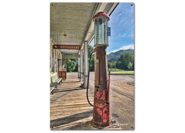 Gas Pump Scene Metal Sign