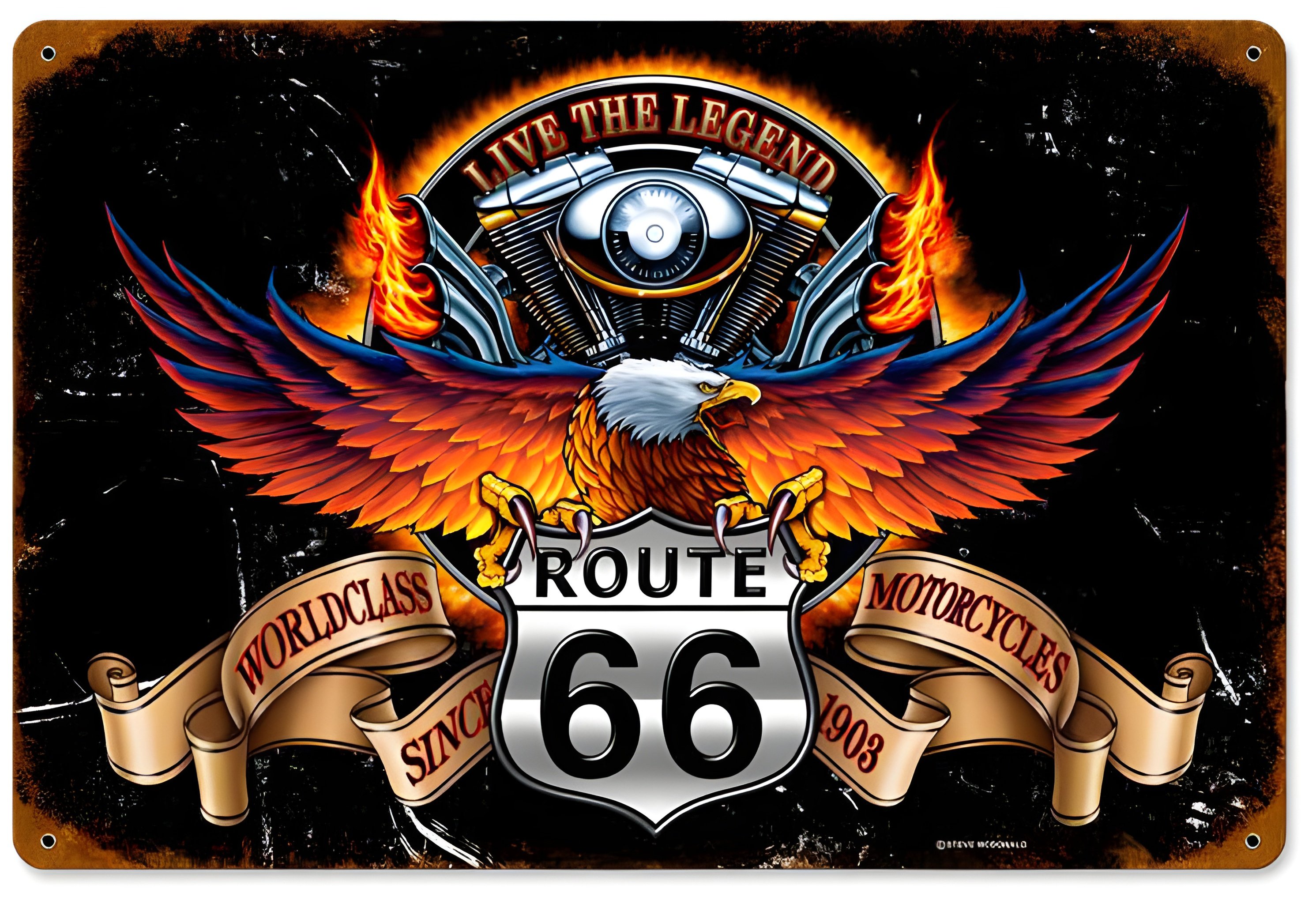 Historic Route 66 Metal top Sign 30